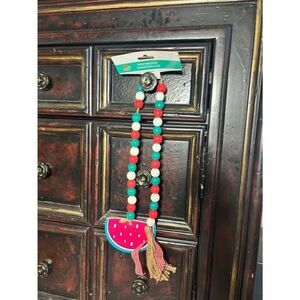 New Watermelon Wooden Bead Garland - Red, Green & White